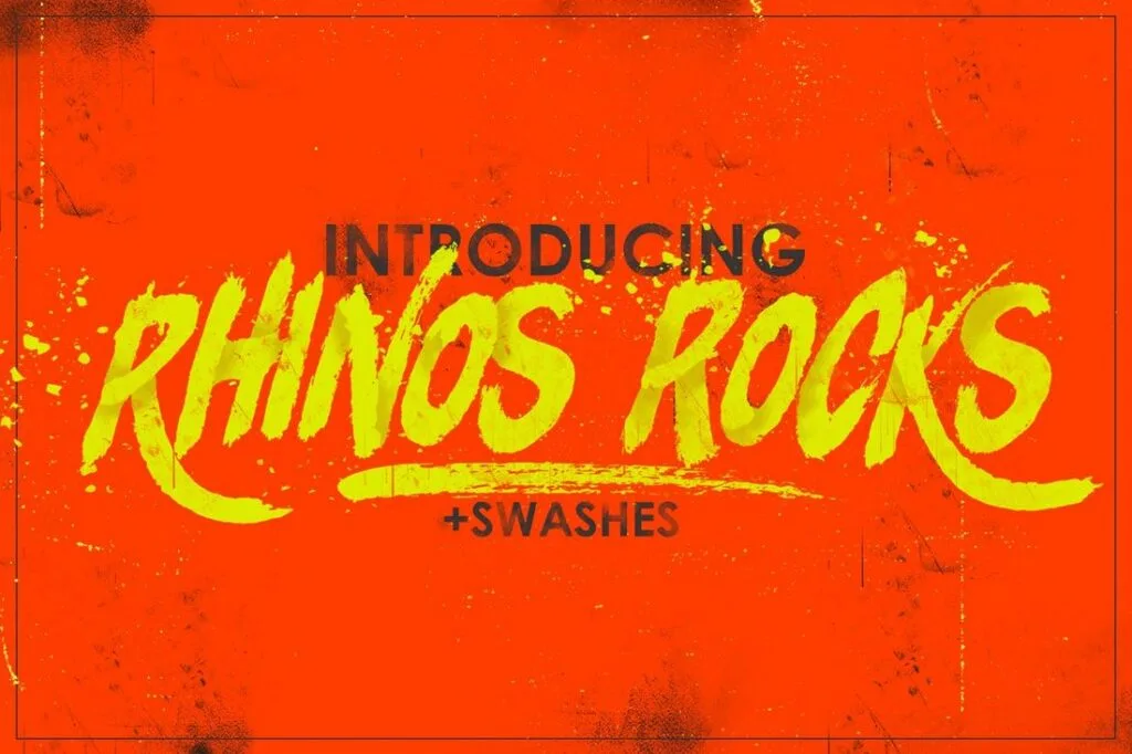 Rhinos-Rocks letra brocha cartel