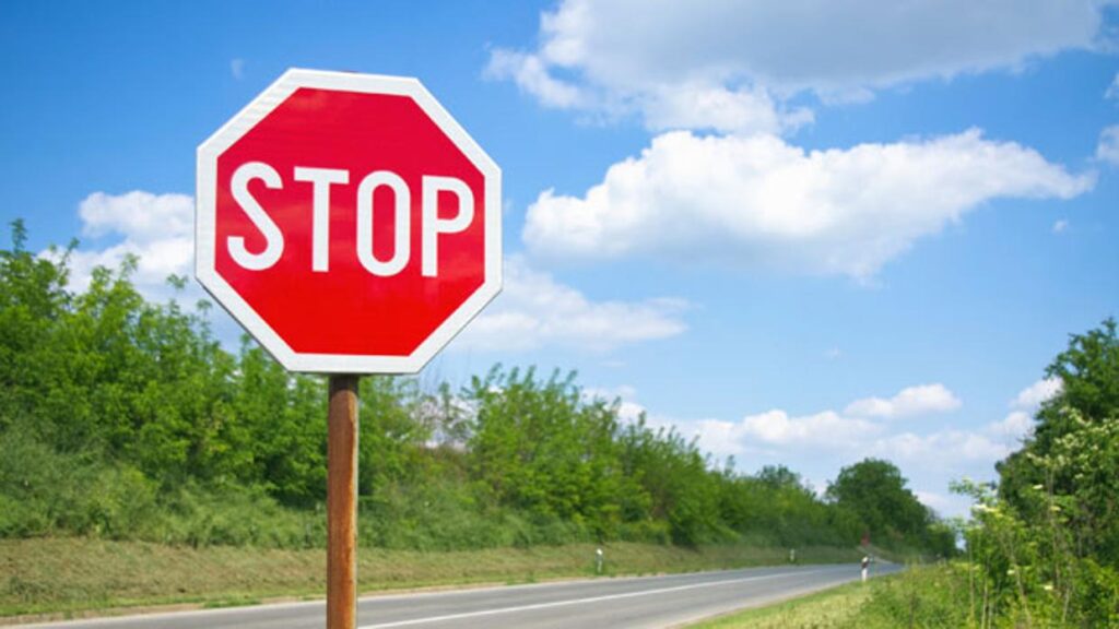 the red for the stop sign