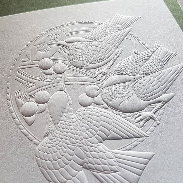 Example of embossing with multi-level embossing.