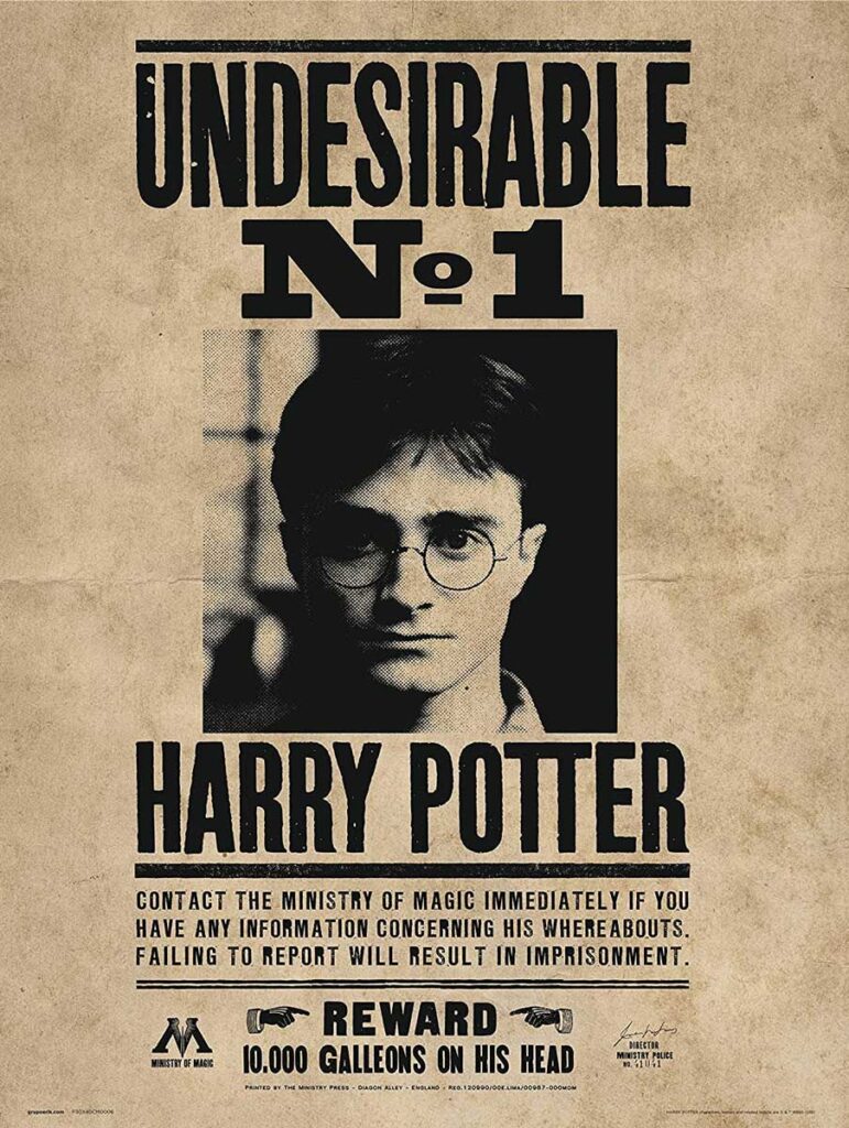 Harry Potter typefaces, the undesirable number 1. 