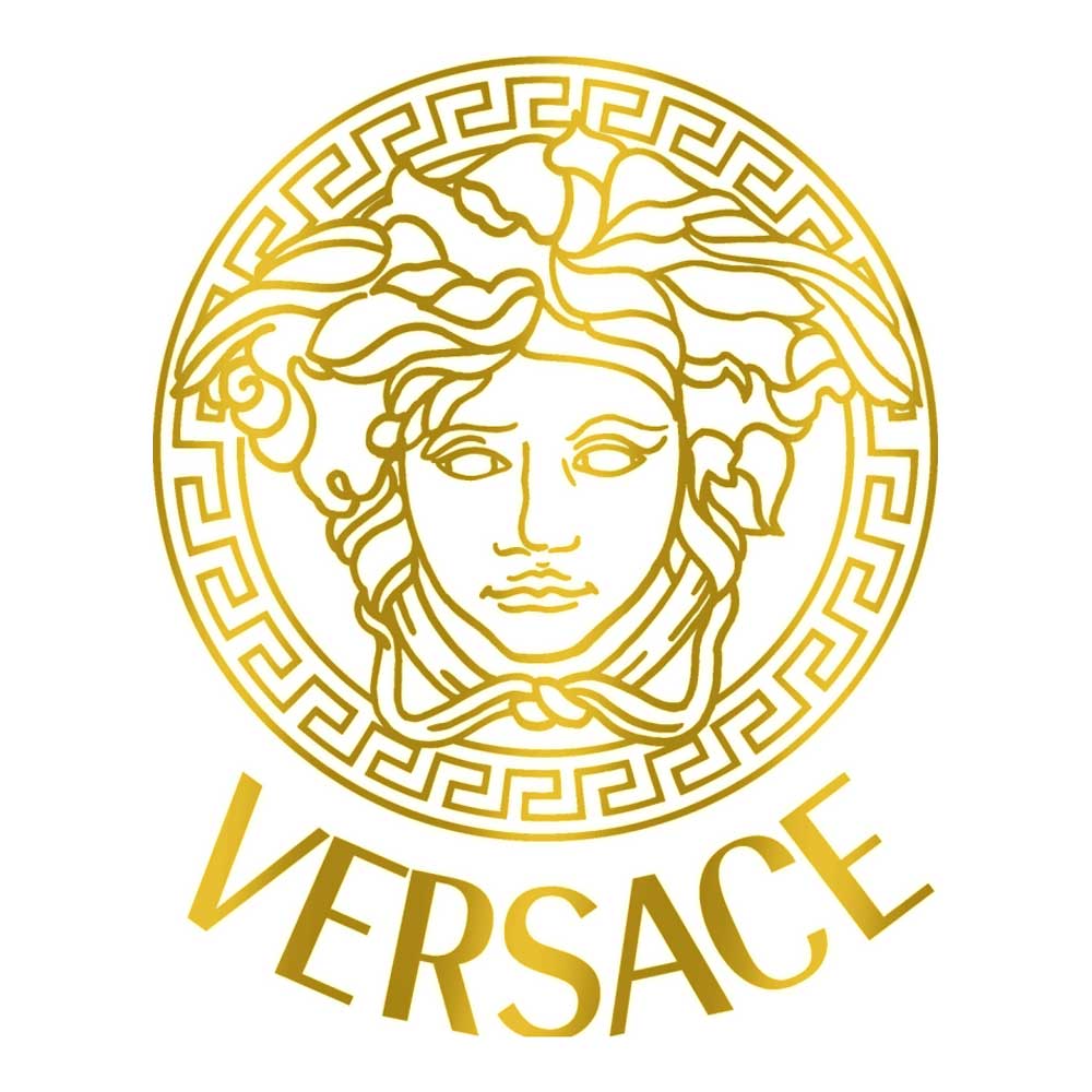 Logo de Versace en dorado.