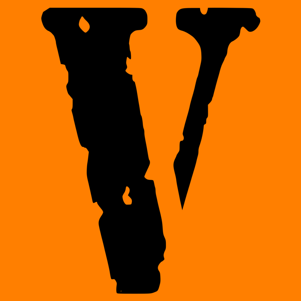 Logo Vlone en color negro y naranja. 