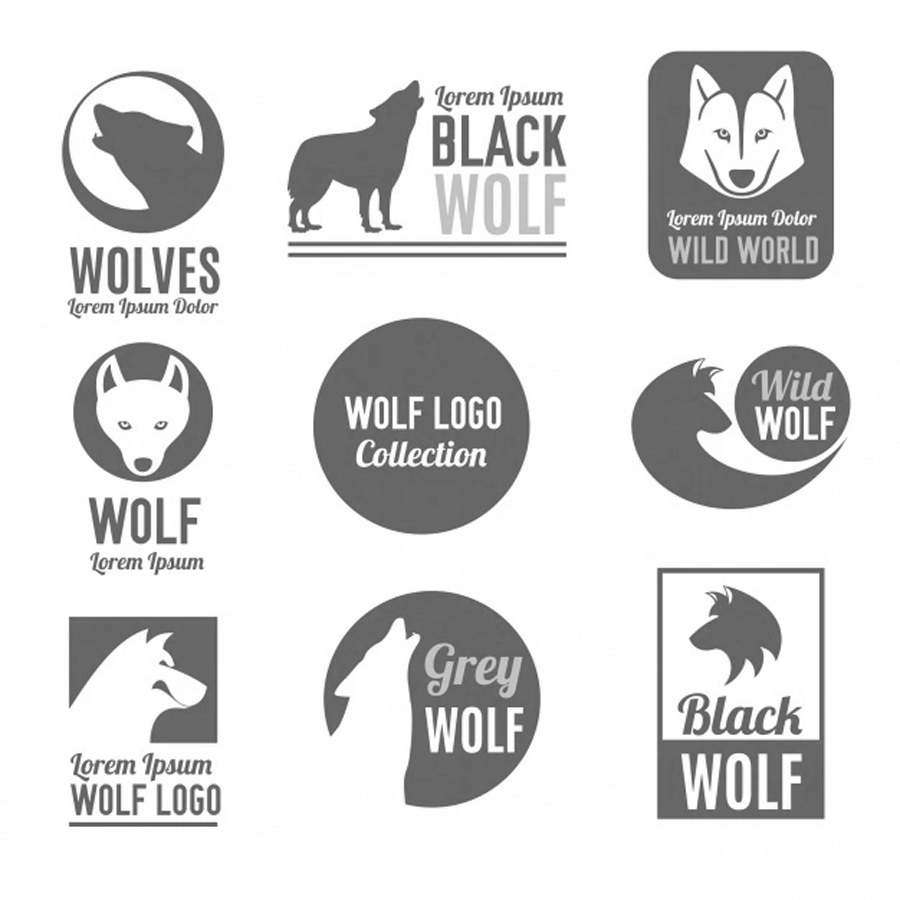 Logos de lobo aullando.