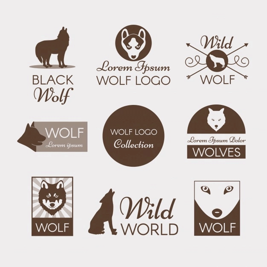 Pack de logos de lobo.