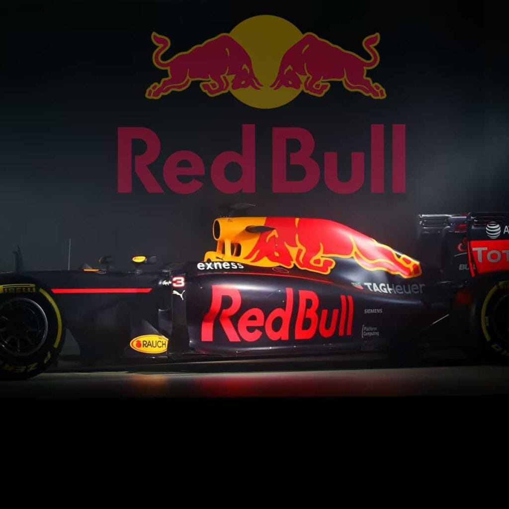 El logotipo de la marca Red Bull.