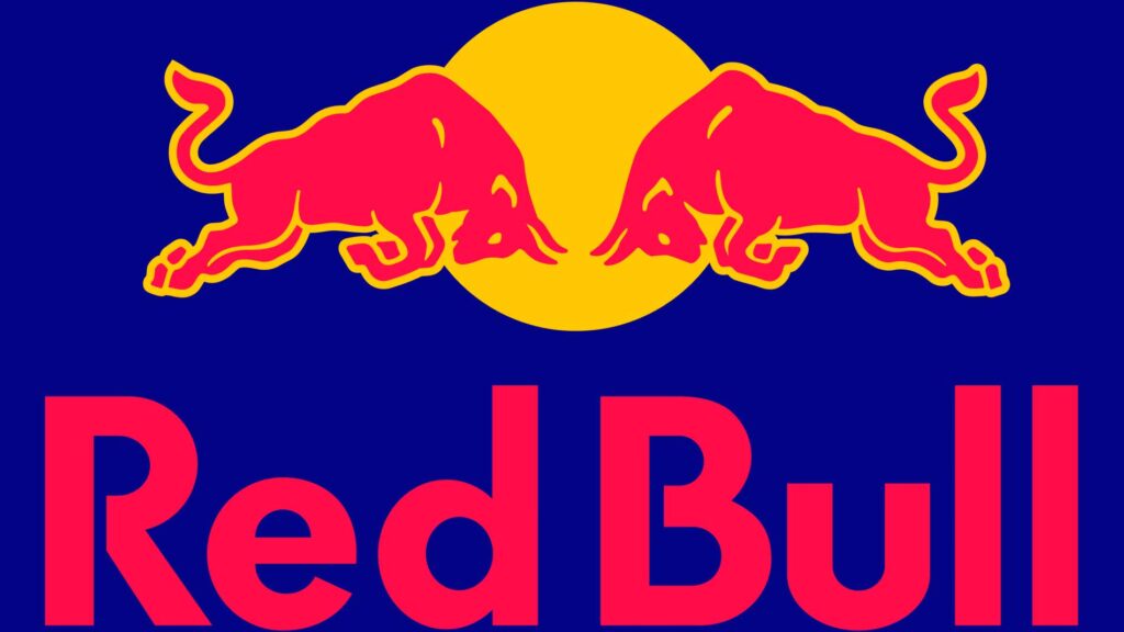 Logo de REd Bull con el fondo azul. 