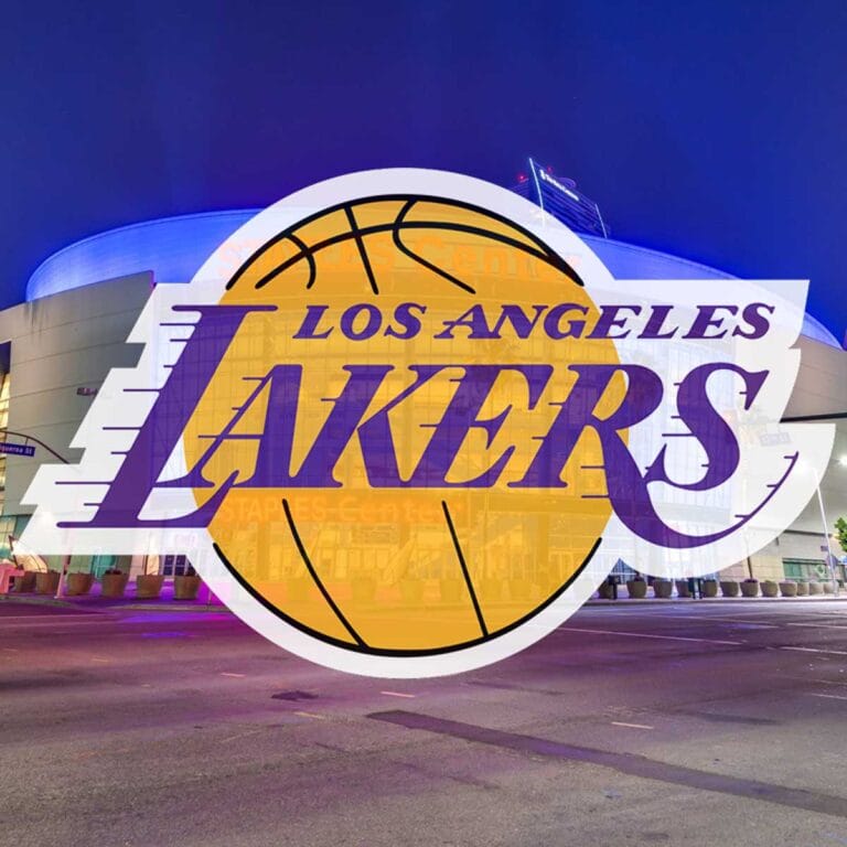 El logotipo del equipo de la NBA de los Lakers.