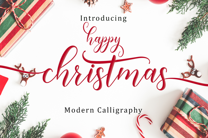 En tu catálogo de tipografías navideñas no puede faltar una fuente script como Happy Christmas