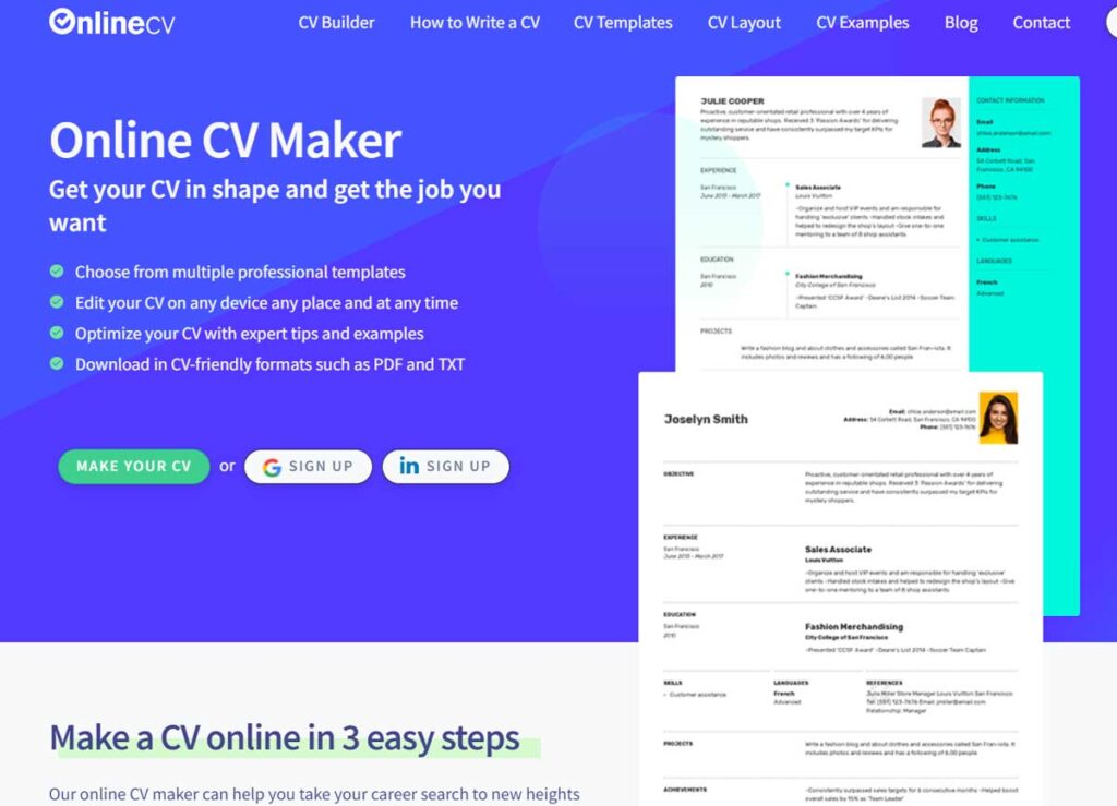 Online CV Maker es una app de escritorio que permite diseñar currículums con facilidad. 