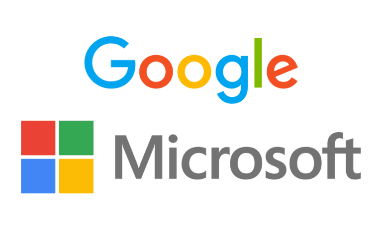 Diferencias entre los colores del logo de Google y los colores del logo de Microsoft