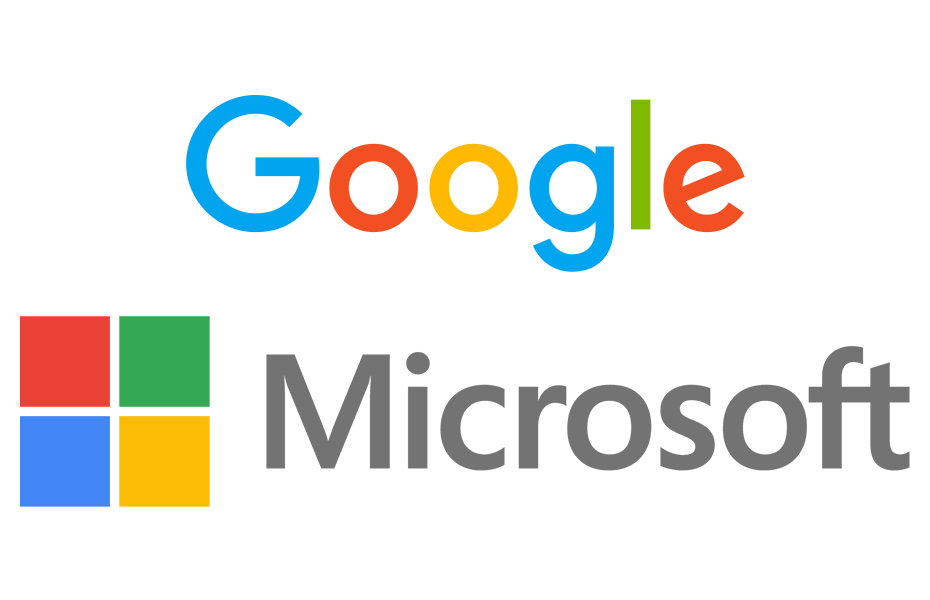 Diferencias entre los colores del logo de Google y los colores del logo de Microsoft