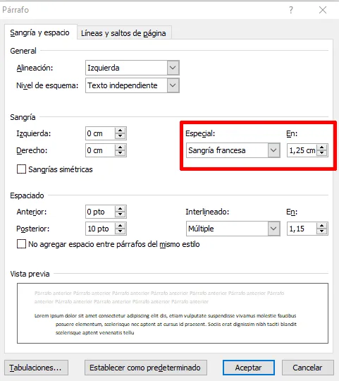 Tu puedes configurar fácilmente y manualmente cómo quieres que luzca tu sangría francesa 