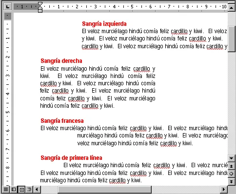 La sangría francesa es solo uno de los tipos de sangrados que se pueden aplicar a un texto