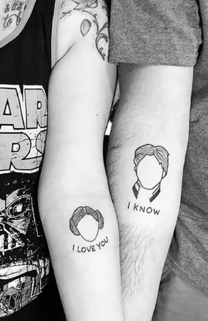 Tatuajes para pareja de Star Wars: Han Solo y la princesa Leia de Star Wars