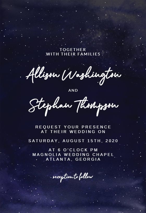 Invitaciones de boda sencillas de noche estrellada