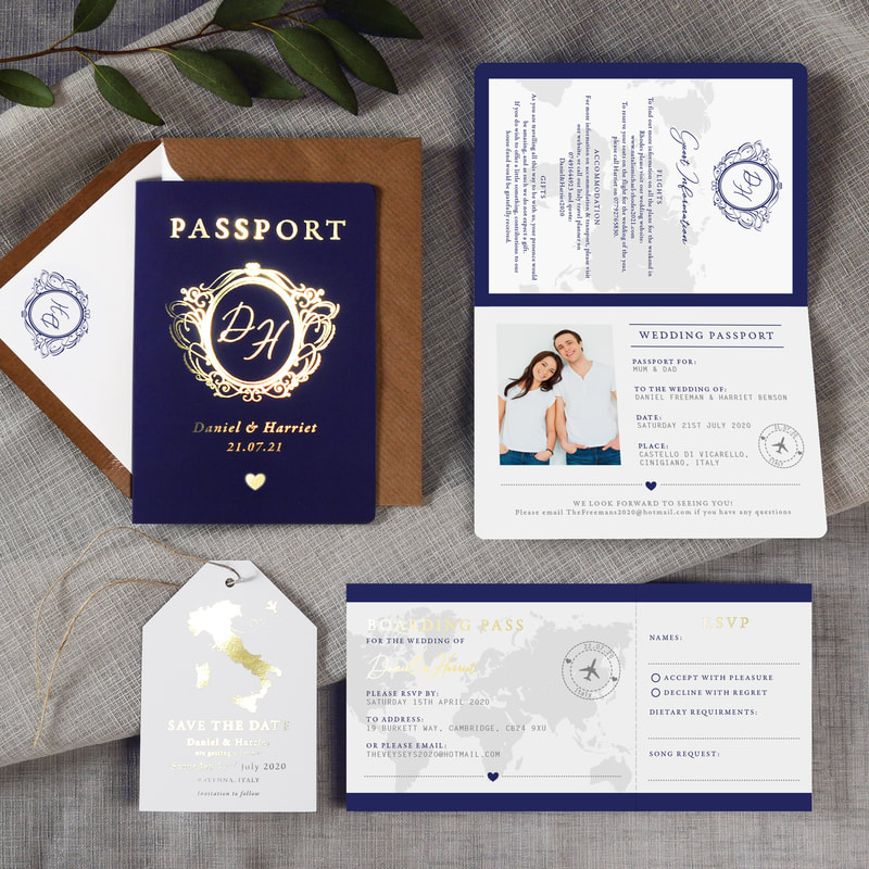 invitaciones de boda originales con forma de pasaporte