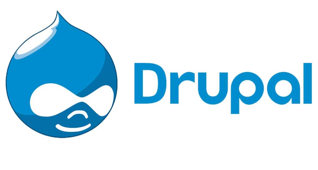 Logo de Drupal, el tercer CMS más utilizado en el mundo.