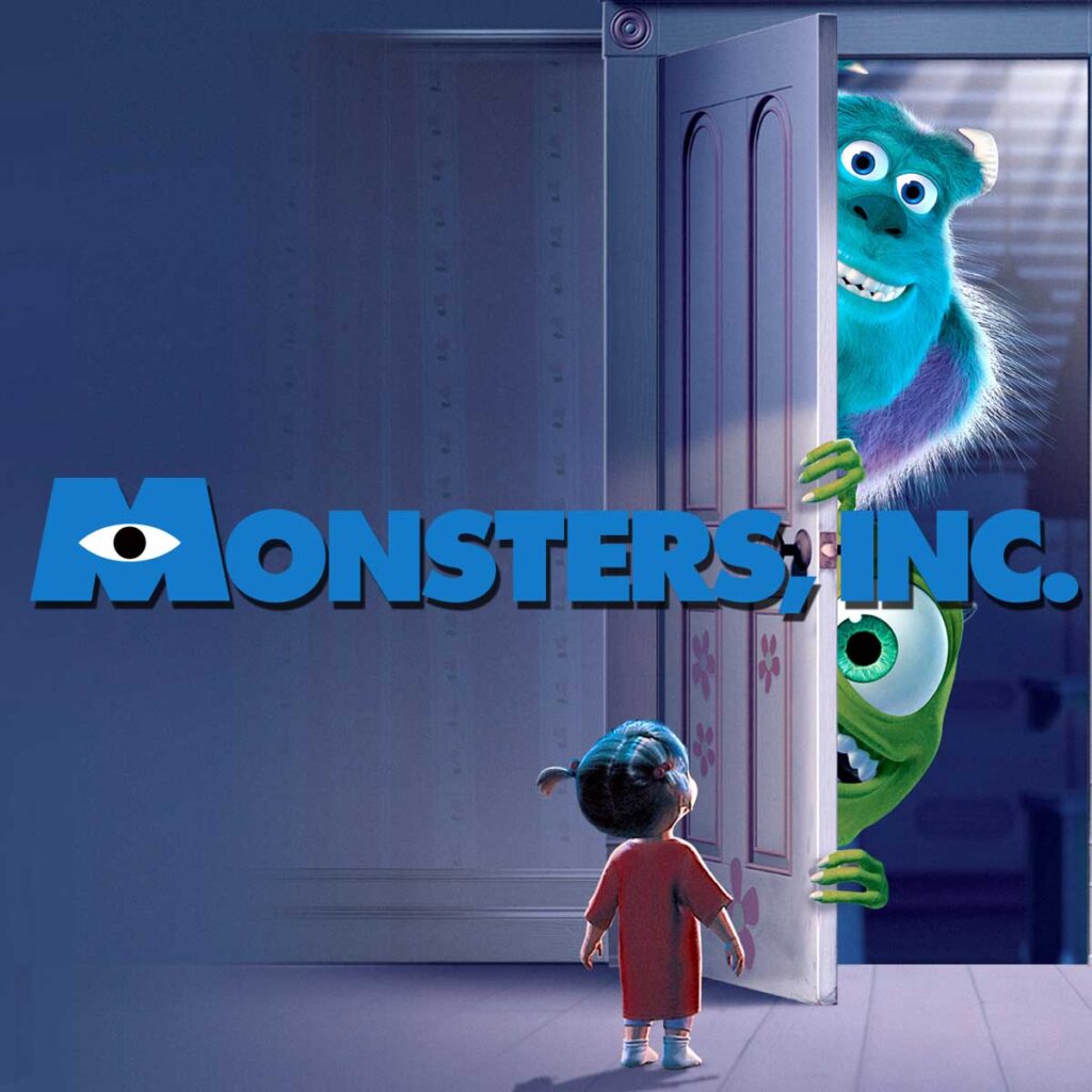 Tipografía y logo de Monstruos SA, la película de Disney Pixar.