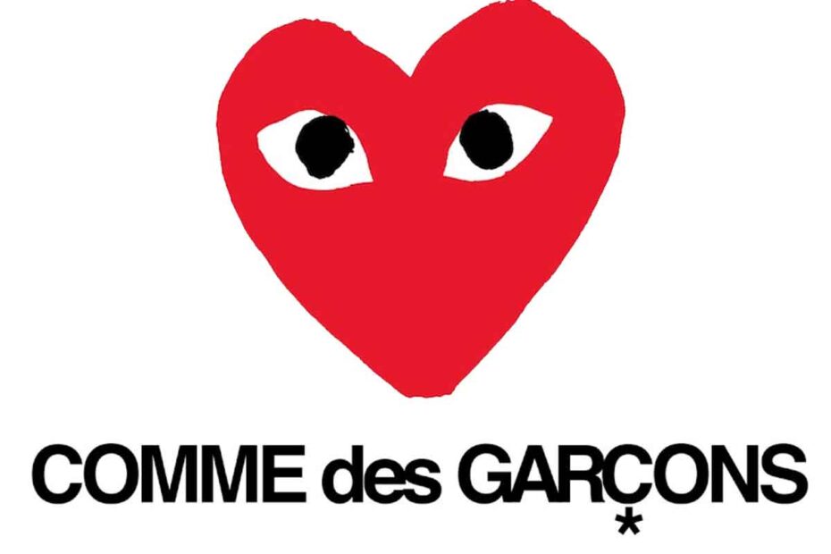 Comme des Garçons logo with its characteristic heart logo.
